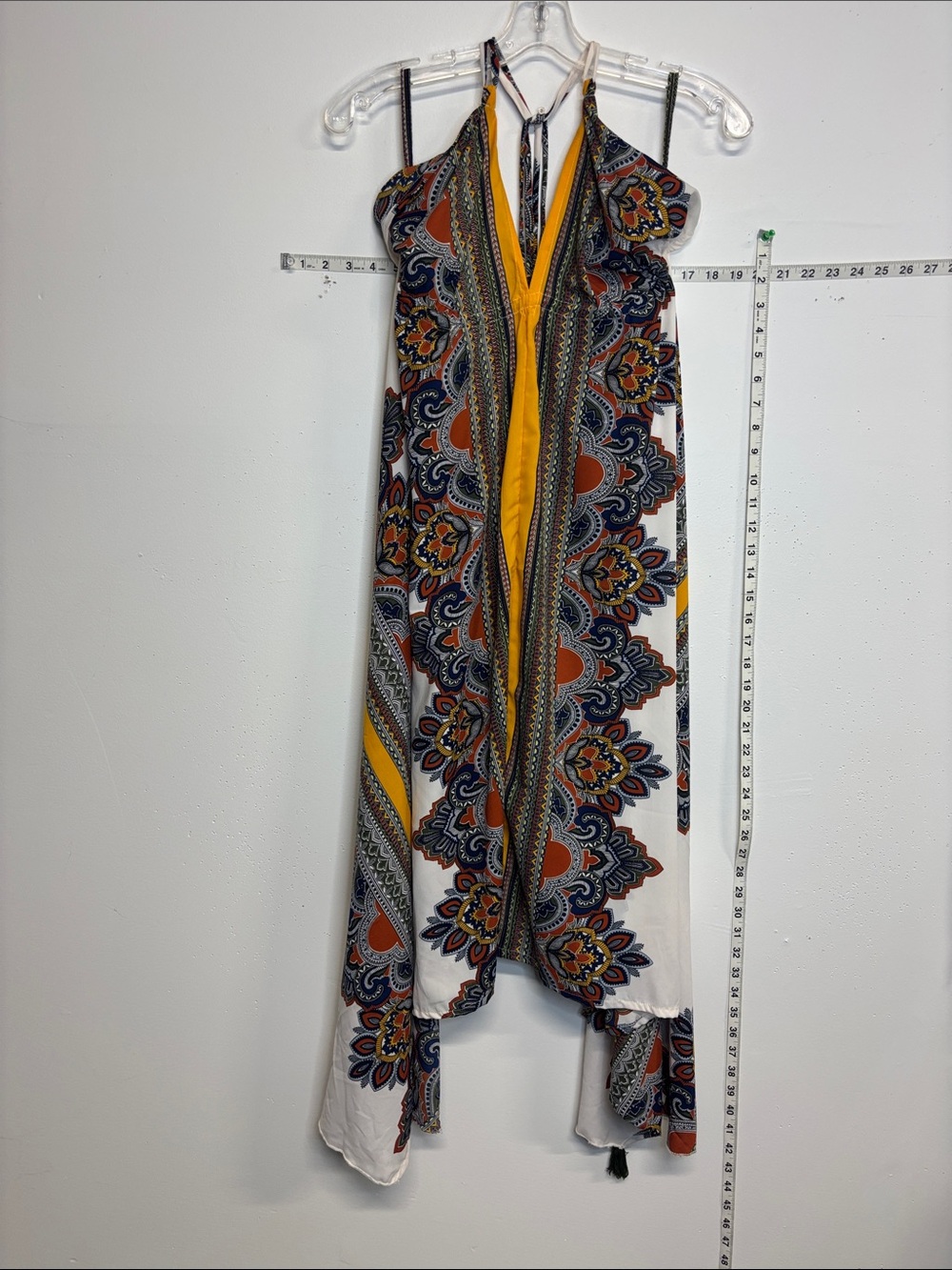 Bohemian Paisley Halter Dress in Yellow and Navy